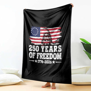 250 Years Of Freedom Throw Blanket Gadsden Flag American Patriot US