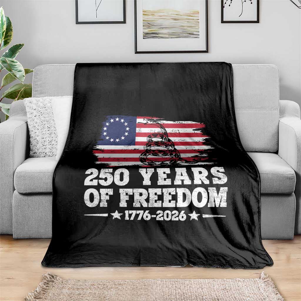 250 Years Of Freedom Throw Blanket Gadsden Flag American Patriot US