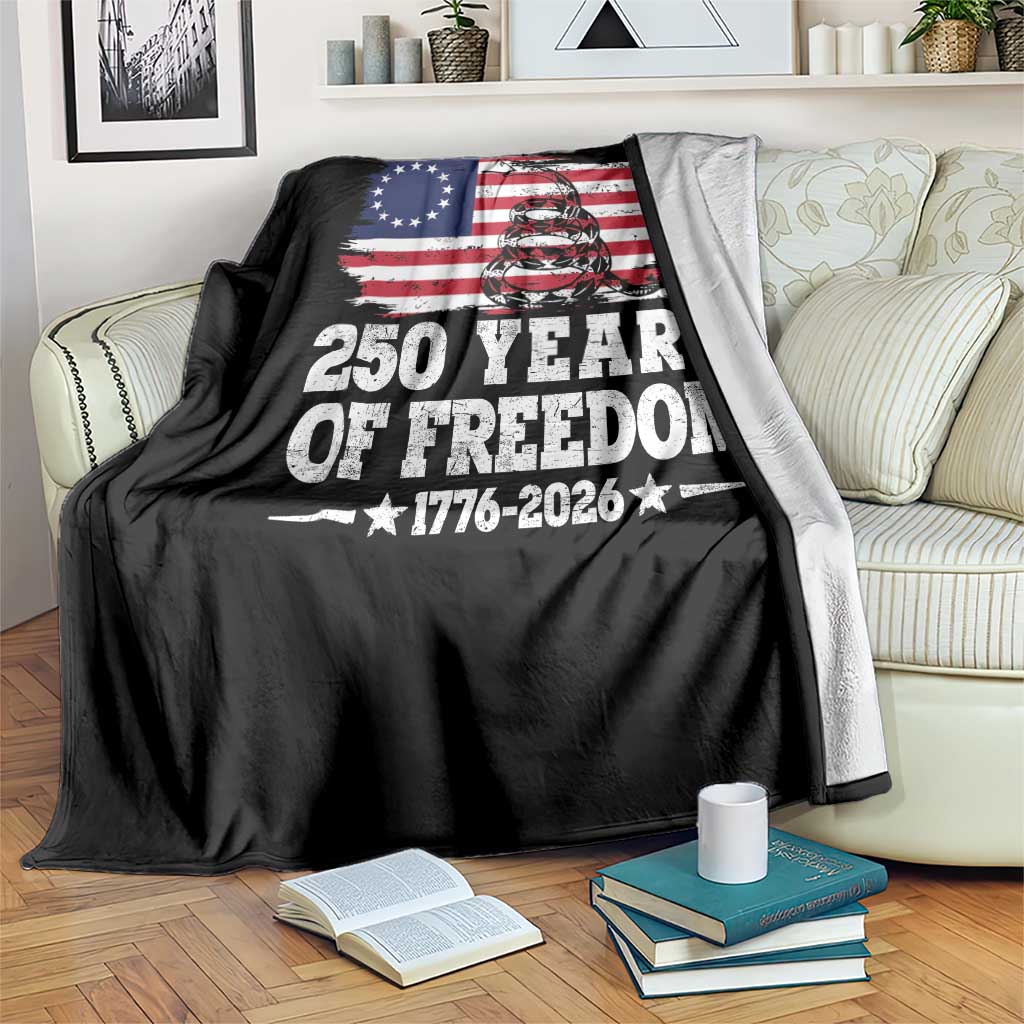 250 Years Of Freedom Throw Blanket Gadsden Flag American Patriot US