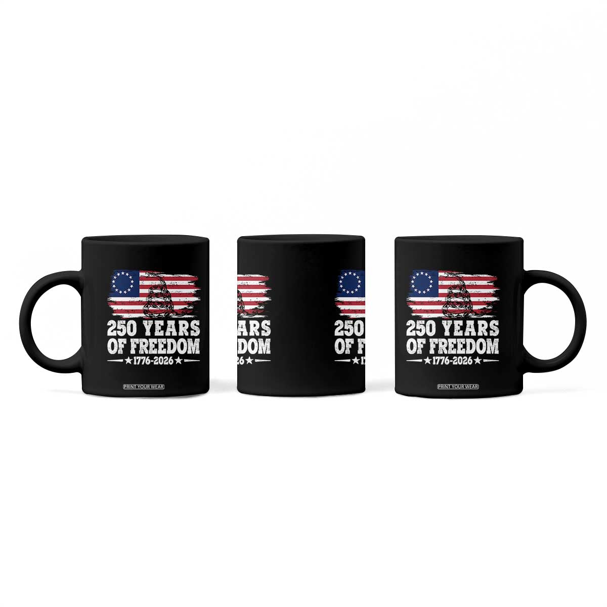 250 Years Of Freedom Coffee Mug Gadsden Flag American Patriot US