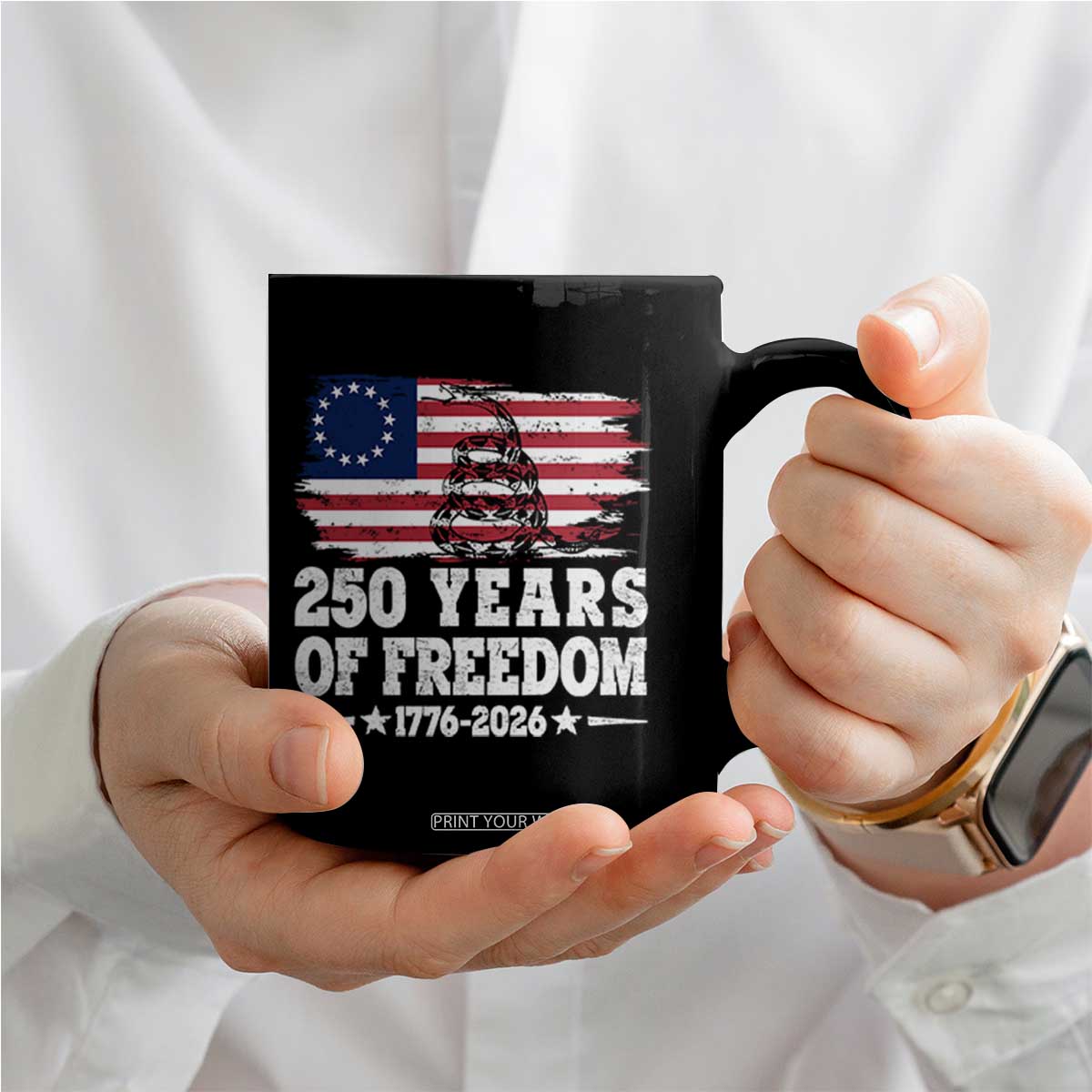 250 Years Of Freedom Coffee Mug Gadsden Flag American Patriot US