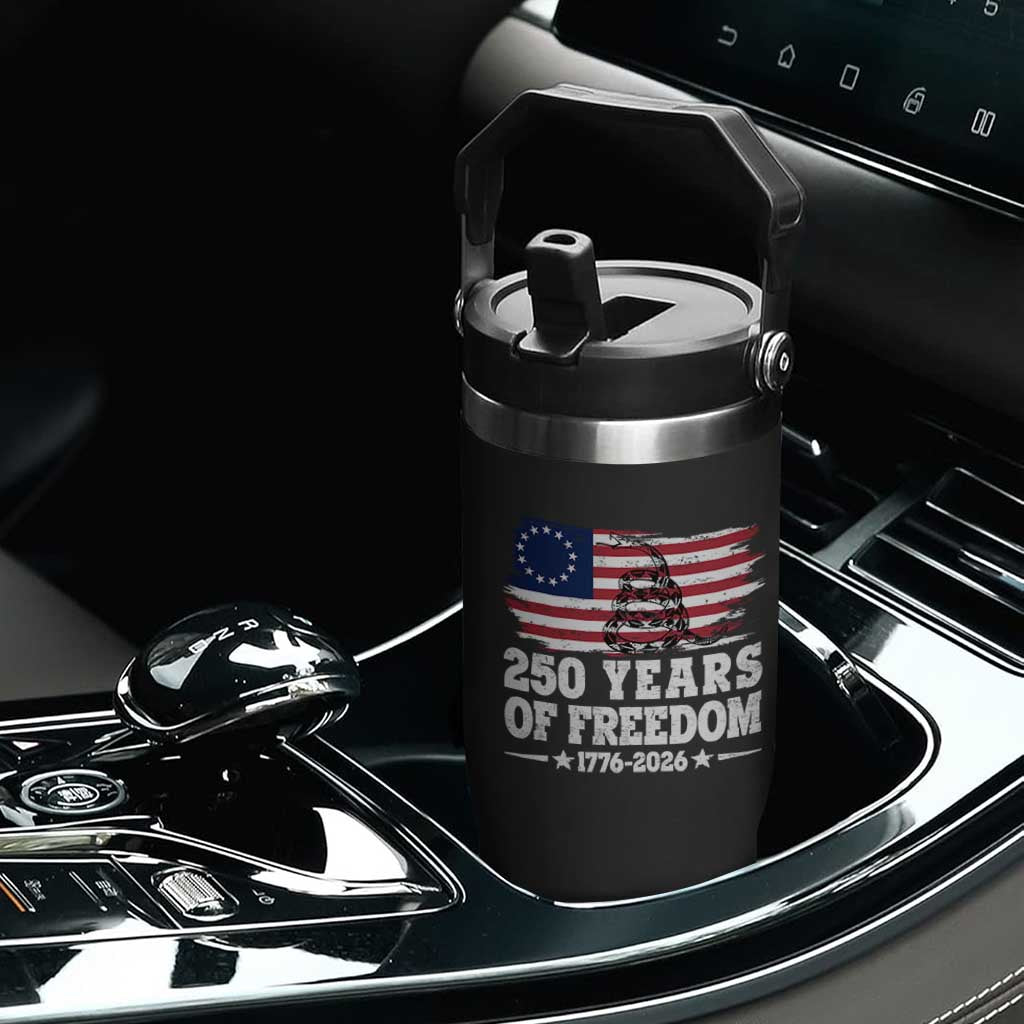 250 Years Of Freedom Flip Straw Tumbler Gadsden Flag American Patriot US