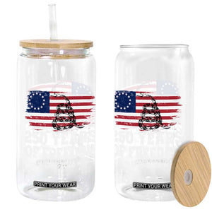 250 Years Of Freedom Glass Can Gadsden Flag American Patriot US