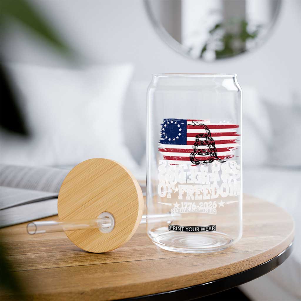 250 Years Of Freedom Glass Can Gadsden Flag American Patriot US