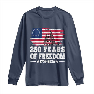 250 Years Of Freedom Long Sleeve Shirt Gadsden Flag American Patriot US