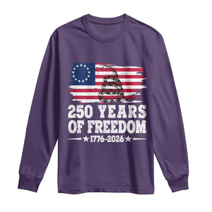 250 Years Of Freedom Long Sleeve Shirt Gadsden Flag American Patriot US