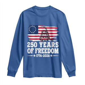 250 Years Of Freedom Long Sleeve Shirt Gadsden Flag American Patriot US