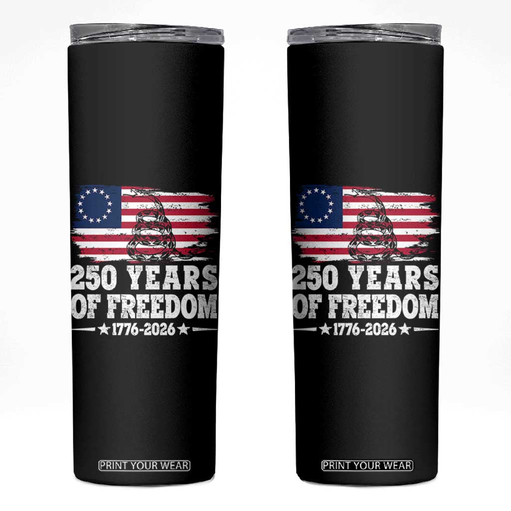 250 Years Of Freedom Skinny Tumbler Gadsden Flag American Patriot US