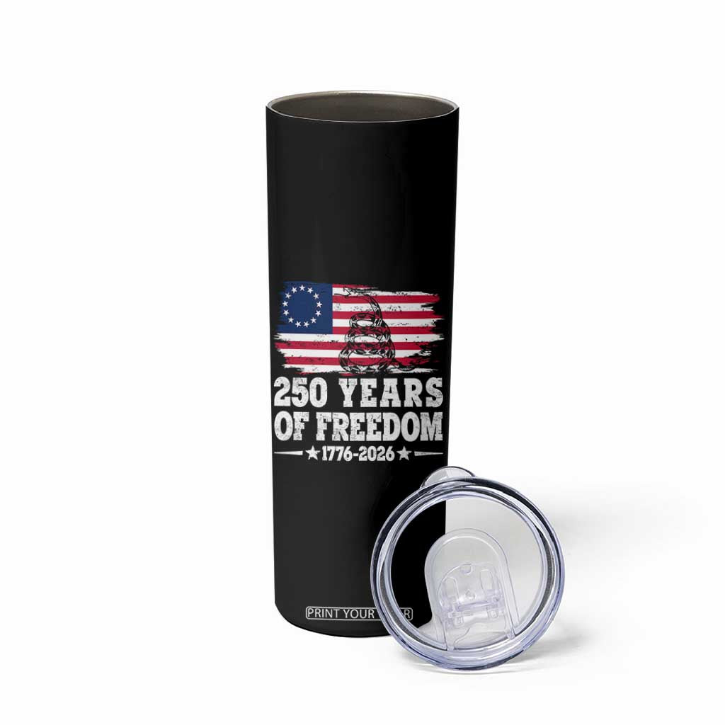 250 Years Of Freedom Skinny Tumbler Gadsden Flag American Patriot US