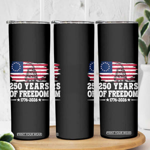 250 Years Of Freedom Skinny Tumbler Gadsden Flag American Patriot US