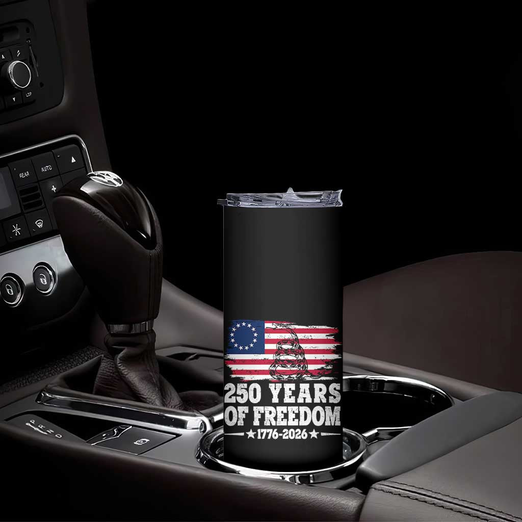 250 Years Of Freedom Skinny Tumbler Gadsden Flag American Patriot US