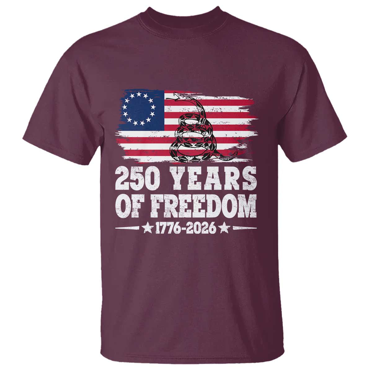 250 Years Of Freedom T Shirt Gadsden Flag American Patriot US