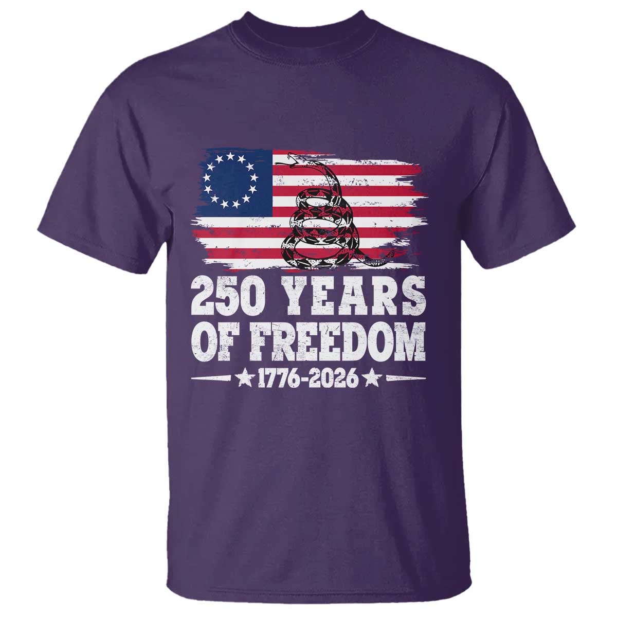 250 Years Of Freedom T Shirt Gadsden Flag American Patriot US