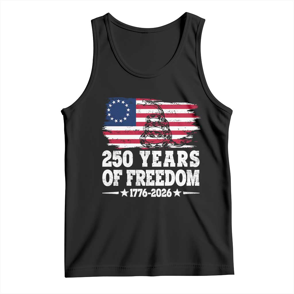 250 Years Of Freedom Tank Top Gadsden Flag American Patriot US TS14 Black Print Your Wear