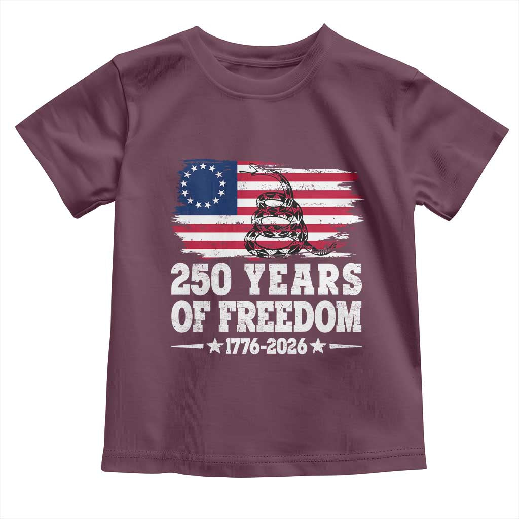 250 Years Of Freedom Toddler T Shirt Gadsden Flag American Patriot US