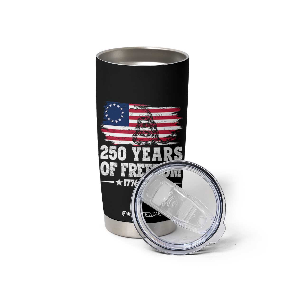 250 Years Of Freedom Tumbler Cup Gadsden Flag American Patriot US