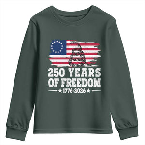 250 Years Of Freedom Youth Sweatshirt Gadsden Flag American Patriot US