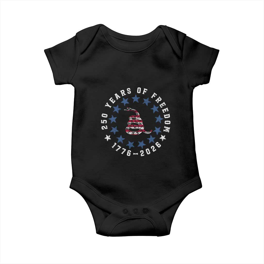 250 Years Of Freedom Baby Onesie Gadsden Betty Ross Flag Ring of Stars American Patriot US TS14 Black Print Your Wear