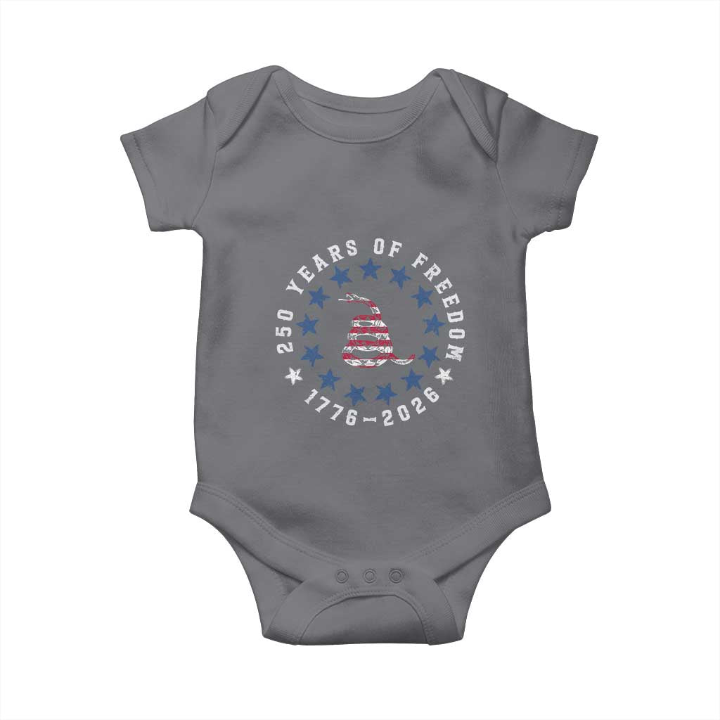 250 Years Of Freedom Baby Onesie Gadsden Betty Ross Flag Ring of Stars American Patriot US TS14 Charcoal Print Your Wear