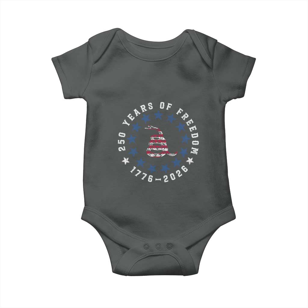 250 Years Of Freedom Baby Onesie Gadsden Betty Ross Flag Ring of Stars American Patriot US TS14 Dark Heather Print Your Wear