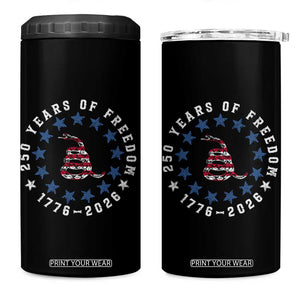 250 Years Of Freedom 4 in 1 Can Cooler Tumbler Gadsden Betty Ross Flag Ring of Stars American Patriot US