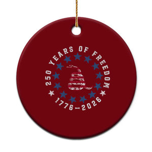 250 Years Of Freedom Ceramic Ornament Gadsden Betty Ross Flag Ring of Stars American Patriot US TS14 1pc Red Print Your Wear