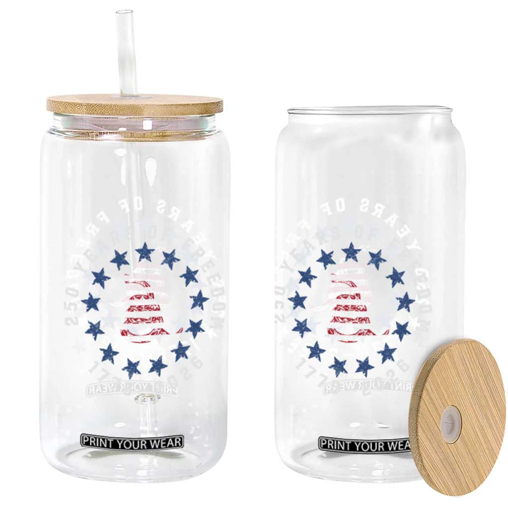 250 Years Of Freedom Glass Can Gadsden Betty Ross Flag Ring of Stars American Patriot US