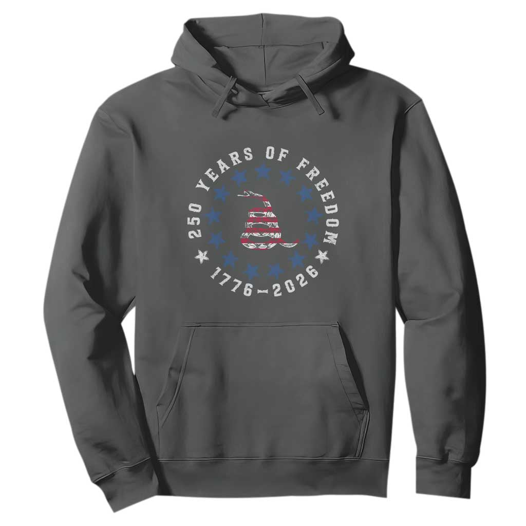250 Years Of Freedom Hoodie Gadsden Betty Ross Flag Ring of Stars American Patriot US TS14 Dark Heather Print Your Wear