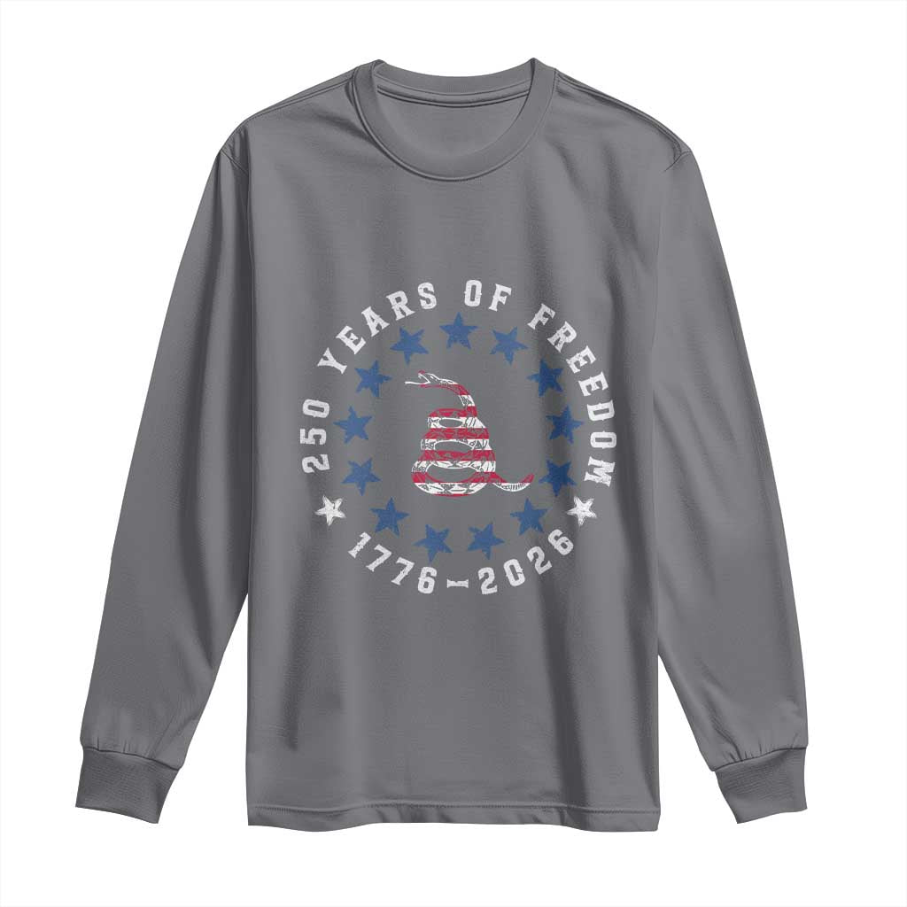 250 Years Of Freedom Long Sleeve Shirt Gadsden Betty Ross Flag Ring of Stars American Patriot US TS14 Charcoal Print Your Wear