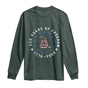 250 Years Of Freedom Long Sleeve Shirt Gadsden Betty Ross Flag Ring of Stars American Patriot US TS14 Dark Forest Green Print Your Wear