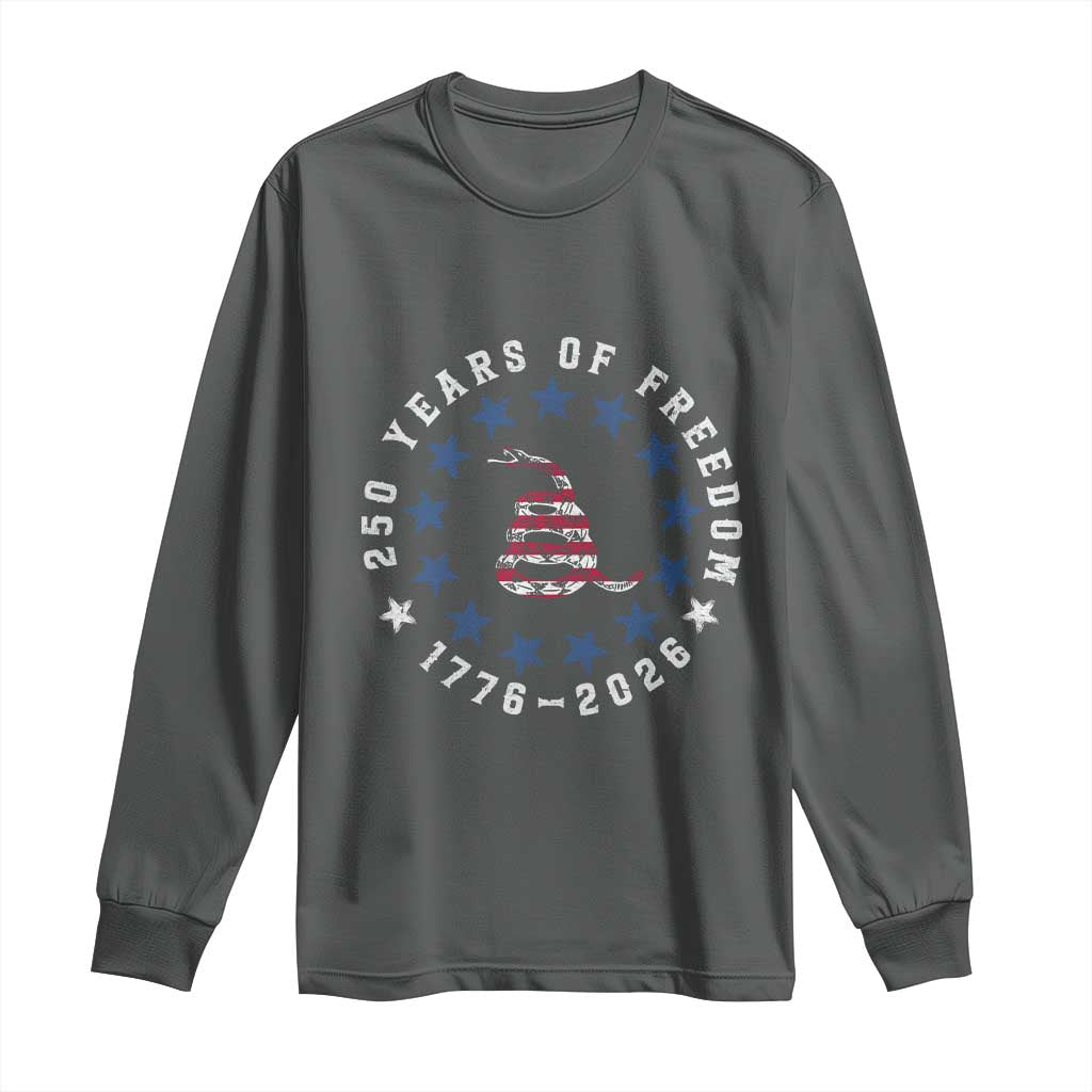 250 Years Of Freedom Long Sleeve Shirt Gadsden Betty Ross Flag Ring of Stars American Patriot US TS14 Dark Heather Print Your Wear