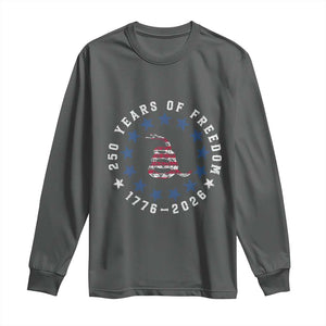 250 Years Of Freedom Long Sleeve Shirt Gadsden Betty Ross Flag Ring of Stars American Patriot US TS14 Dark Heather Print Your Wear