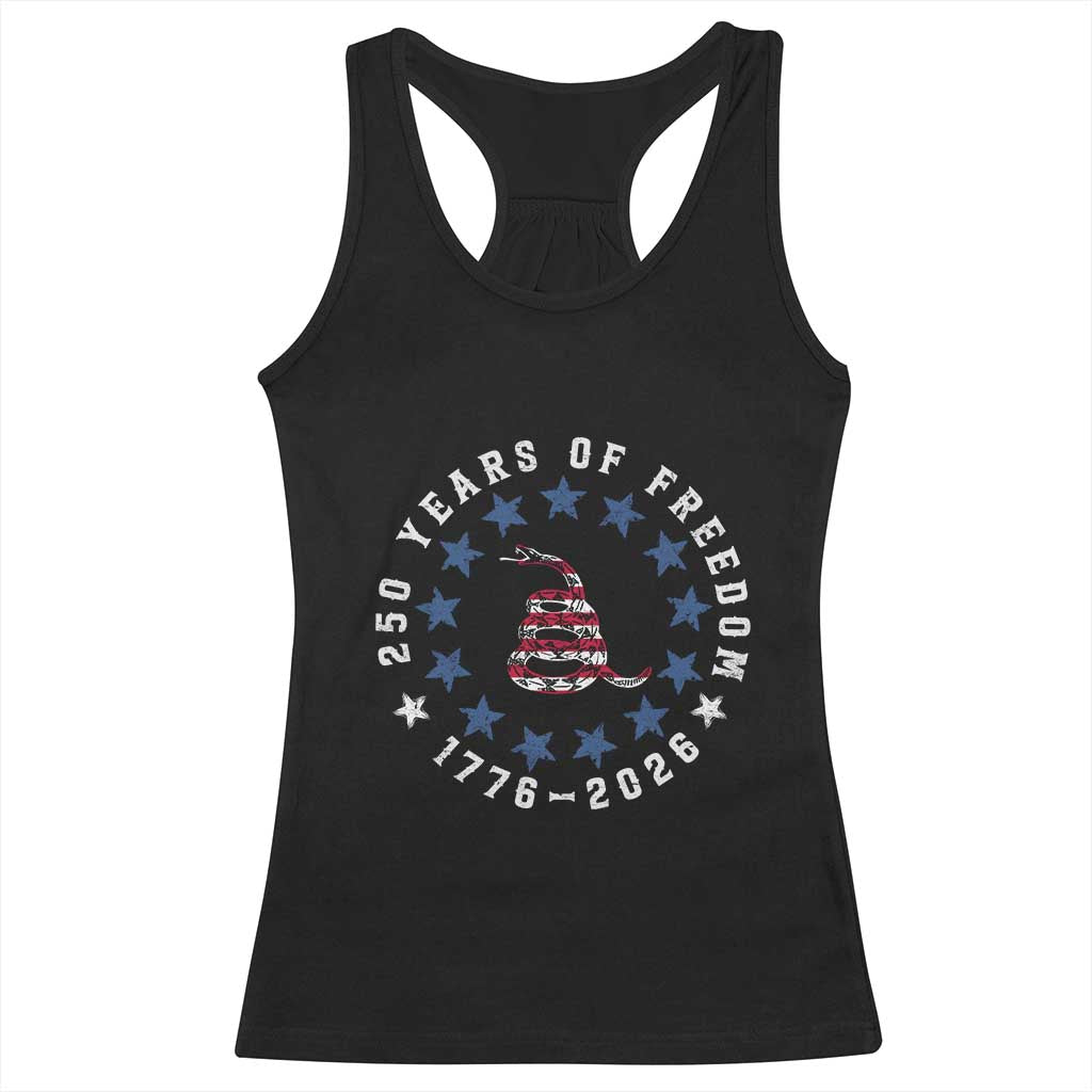 250 Years Of Freedom Racerback Tank Top Gadsden Betty Ross Flag Ring of Stars American Patriot US TS14 Black Print Your Wear