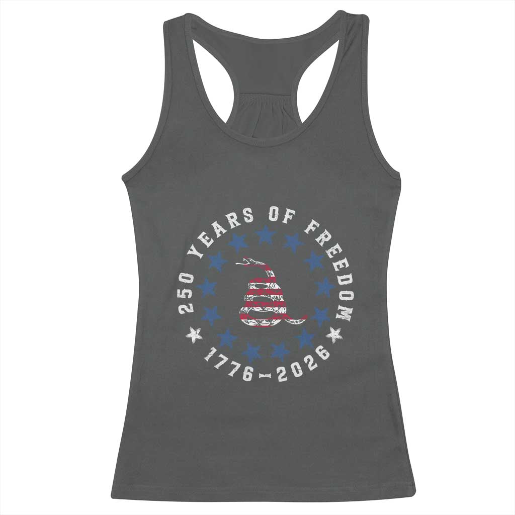 250 Years Of Freedom Racerback Tank Top Gadsden Betty Ross Flag Ring of Stars American Patriot US TS14 Dark Heather Print Your Wear