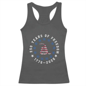 250 Years Of Freedom Racerback Tank Top Gadsden Betty Ross Flag Ring of Stars American Patriot US TS14 Dark Heather Print Your Wear