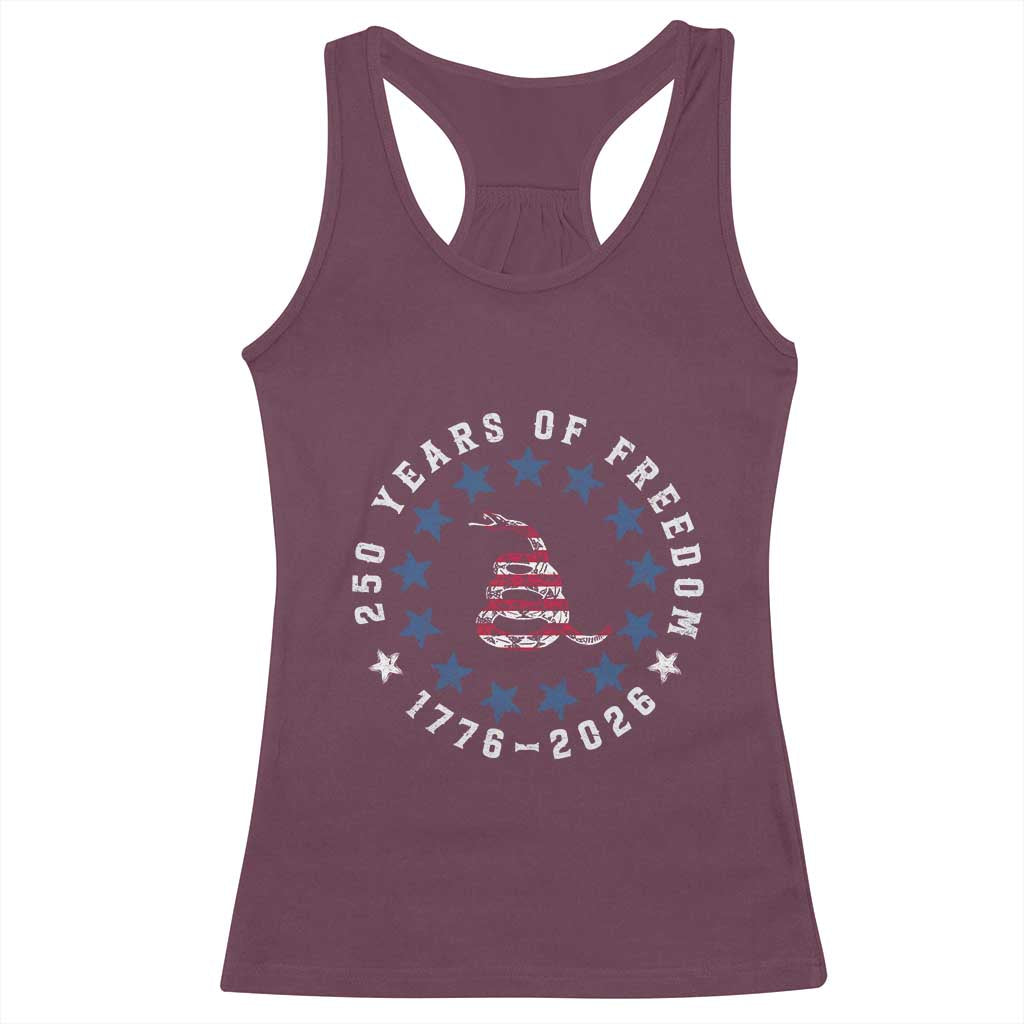 250 Years Of Freedom Racerback Tank Top Gadsden Betty Ross Flag Ring of Stars American Patriot US TS14 Maroon Print Your Wear