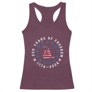 250 Years Of Freedom Racerback Tank Top Gadsden Betty Ross Flag Ring of Stars American Patriot US TS14 Maroon Print Your Wear