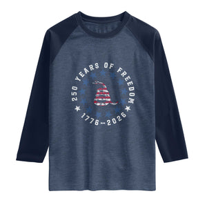 250 Years Of Freedom Raglan Shirt Gadsden Betty Ross Flag Ring of Stars American Patriot US TS14 Heather Denim Navy Print Your Wear