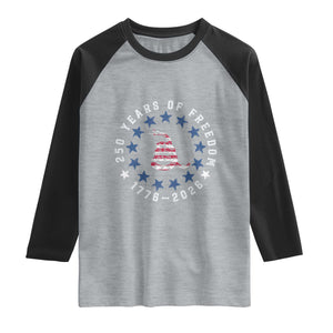 250 Years Of Freedom Raglan Shirt Gadsden Betty Ross Flag Ring of Stars American Patriot US TS14 Heather Gray Black Print Your Wear