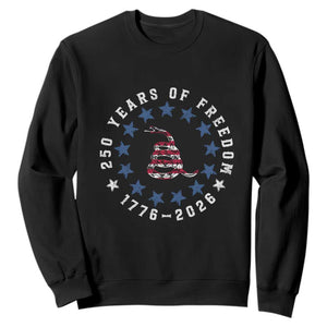 250 Years Of Freedom Sweatshirt Gadsden Betty Ross Flag Ring of Stars American Patriot US TS14 Black Print Your Wear