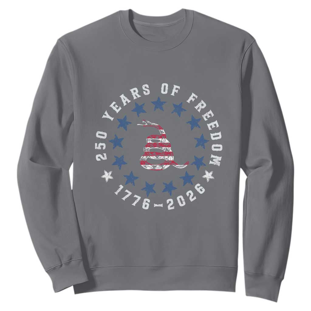 250 Years Of Freedom Sweatshirt Gadsden Betty Ross Flag Ring of Stars American Patriot US TS14 Charcoal Print Your Wear