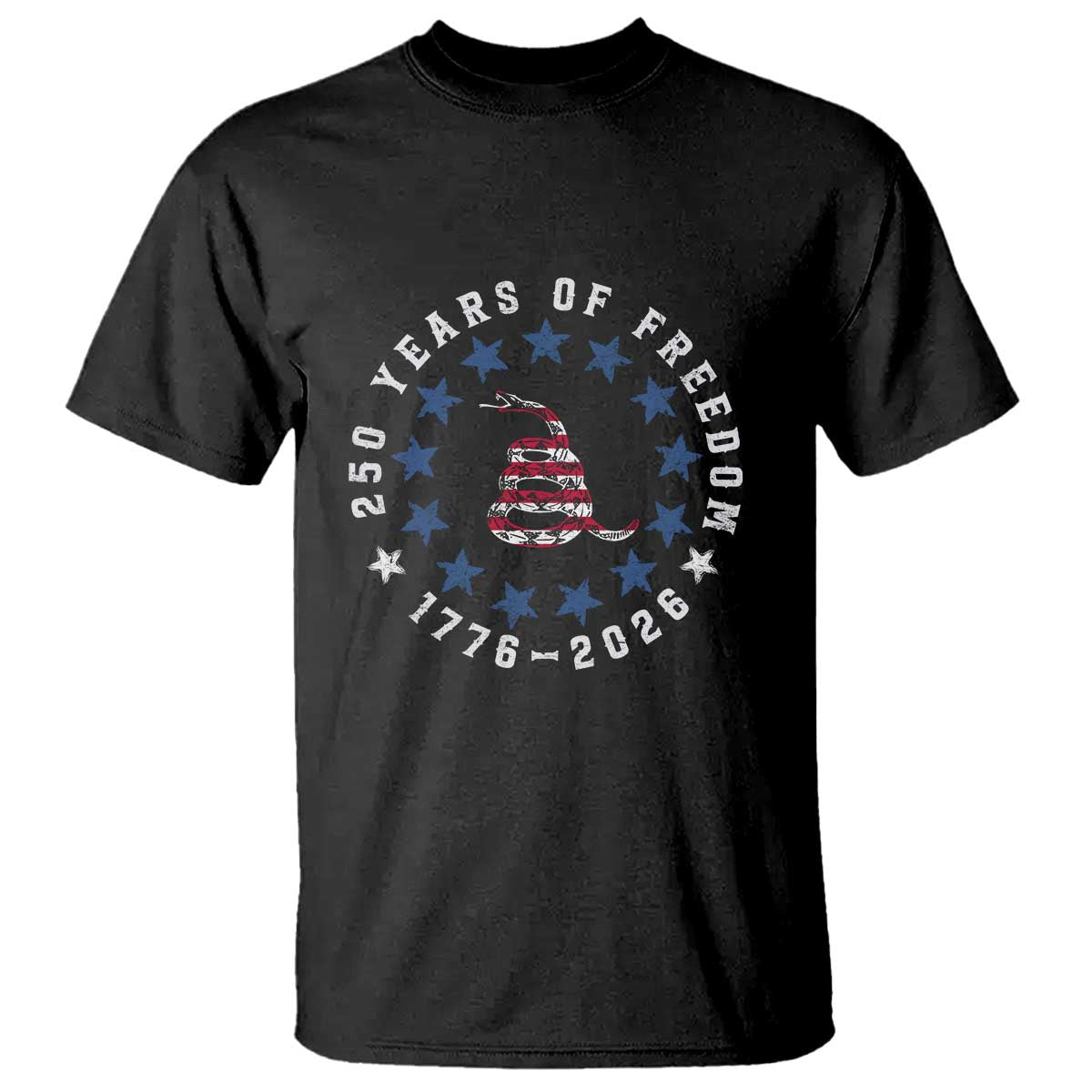 250 Years Of Freedom T Shirt Gadsden Betty Ross Flag Ring of Stars American Patriot US TS14 Black Print Your Wear