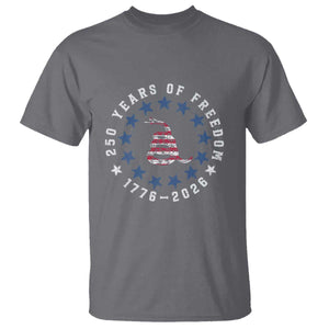 250 Years Of Freedom T Shirt Gadsden Betty Ross Flag Ring of Stars American Patriot US TS14 Charcoal Print Your Wear