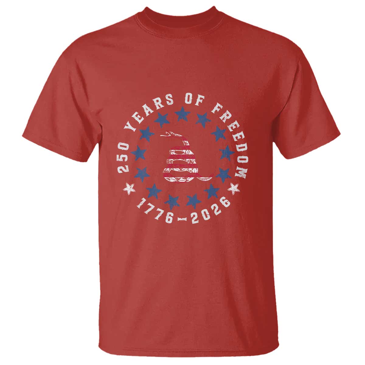 250 Years Of Freedom T Shirt Gadsden Betty Ross Flag Ring of Stars American Patriot US TS14 Red Print Your Wear