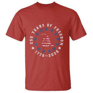 250 Years Of Freedom T Shirt Gadsden Betty Ross Flag Ring of Stars American Patriot US TS14 Red Print Your Wear