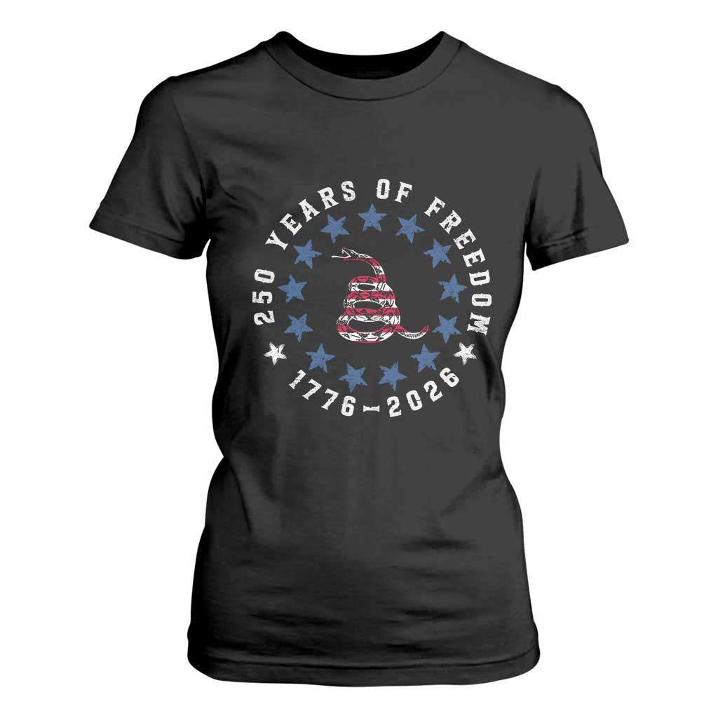 250 Years Of Freedom T Shirt For Women Gadsden Betty Ross Flag Ring of Stars American Patriot US TS14 Black Print Your Wear