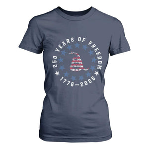 250 Years Of Freedom T Shirt For Women Gadsden Betty Ross Flag Ring of Stars American Patriot US TS14 Navy Print Your Wear