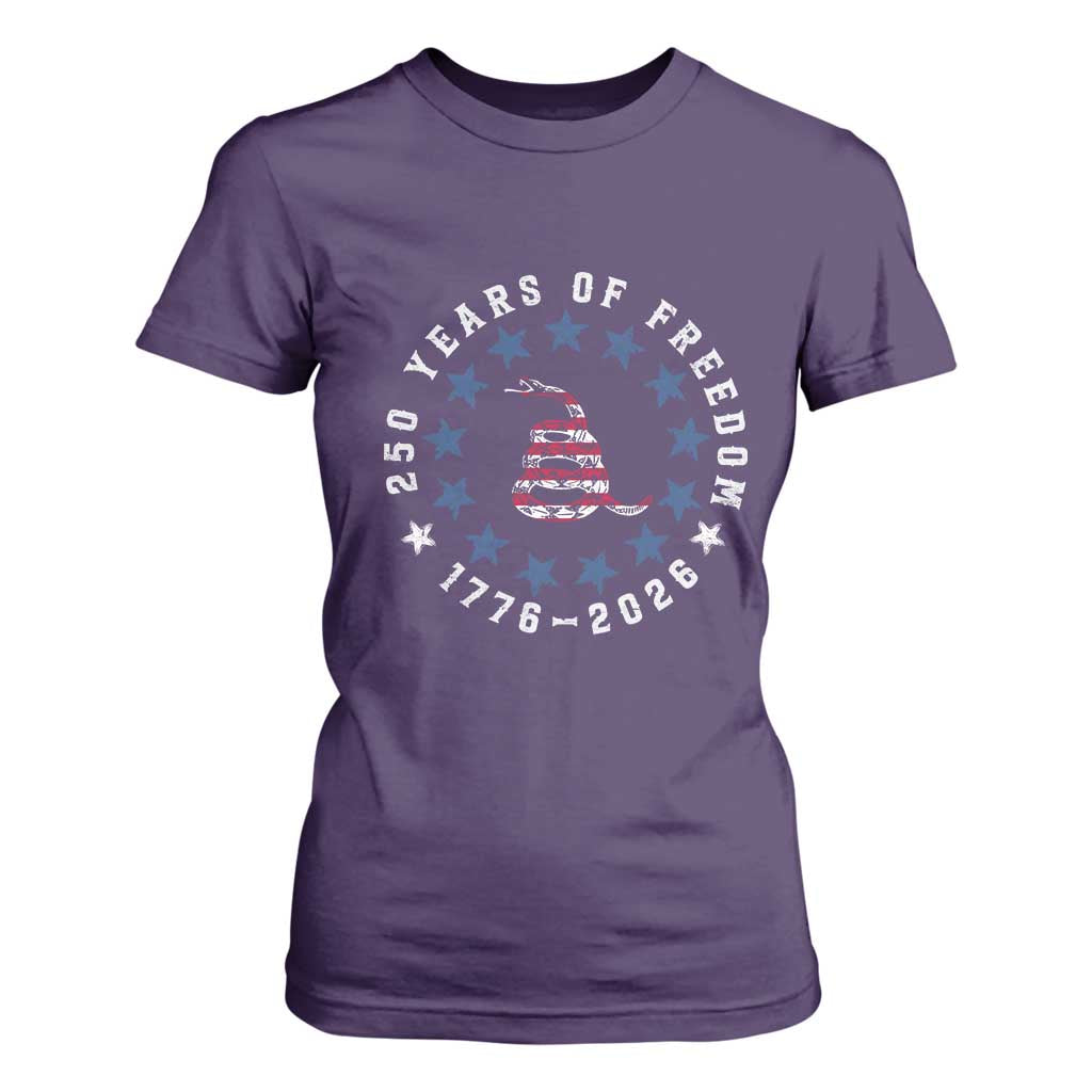 250 Years Of Freedom T Shirt For Women Gadsden Betty Ross Flag Ring of Stars American Patriot US TS14 Purple Print Your Wear