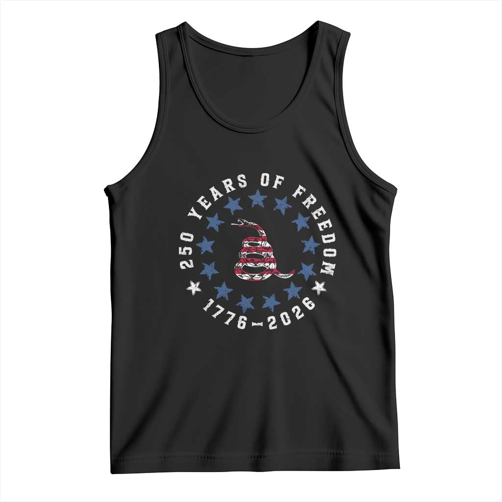250 Years Of Freedom Tank Top Gadsden Betty Ross Flag Ring of Stars American Patriot US TS14 Black Print Your Wear
