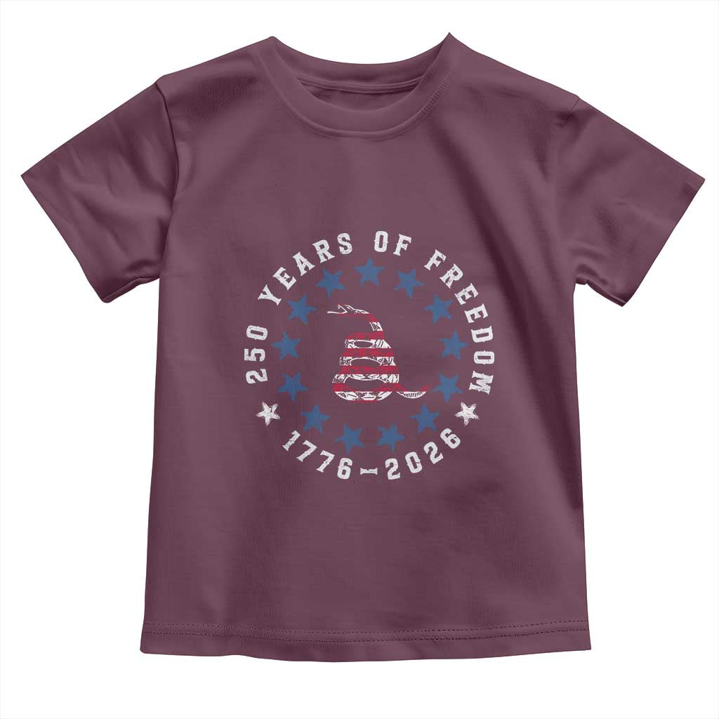250 Years Of Freedom Toddler T Shirt Gadsden Betty Ross Flag Ring of Stars American Patriot US TS14 Maroon Print Your Wear